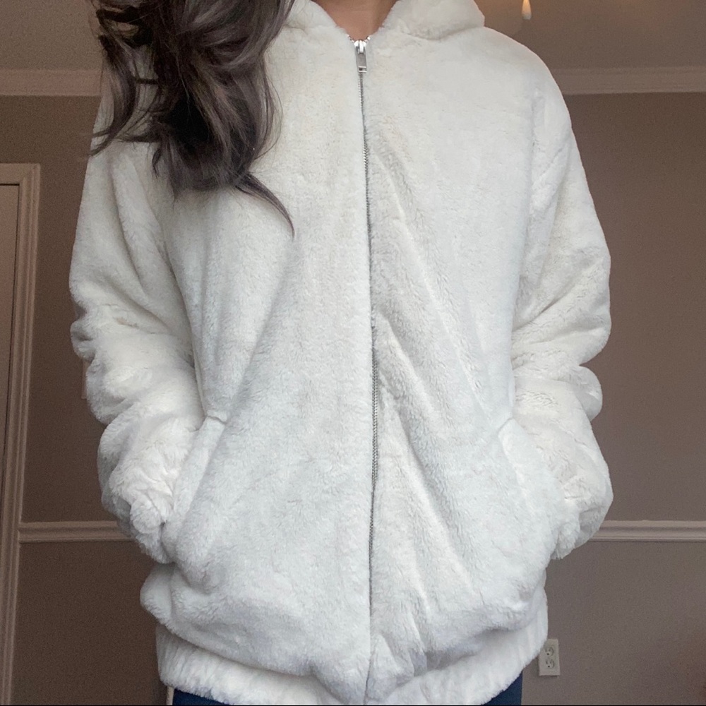ASOS White Faux Fur Jacket S